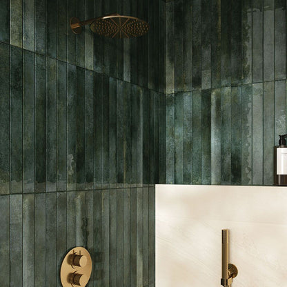 Porcelain Subway Tile Stratto Dark Green Glossy 2"x18"