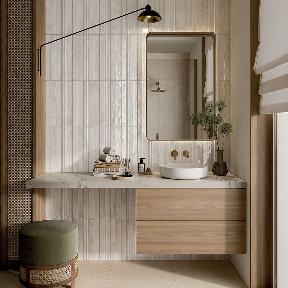 Porcelain Subway Tile Stratto Ivory Glossy 2"x18"