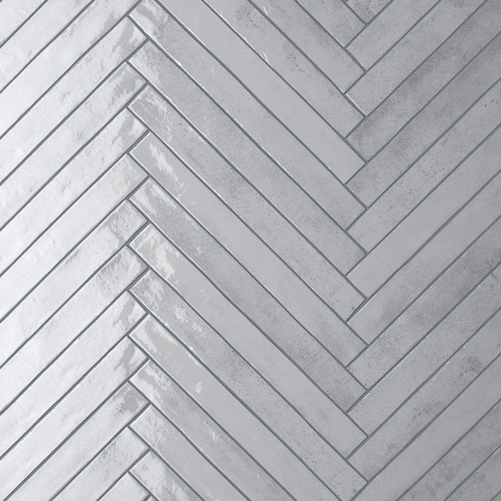 Porcelain Subway Tile Stratto Light Grey Glossy 2"x18"