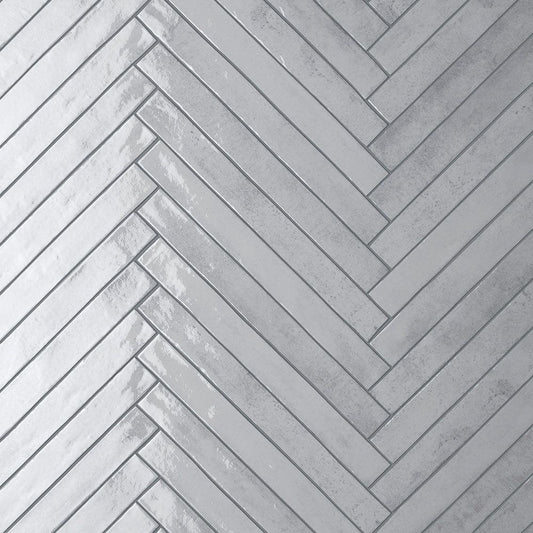 Porcelain Subway Tile Stratto Light Grey Glossy 2"x18"