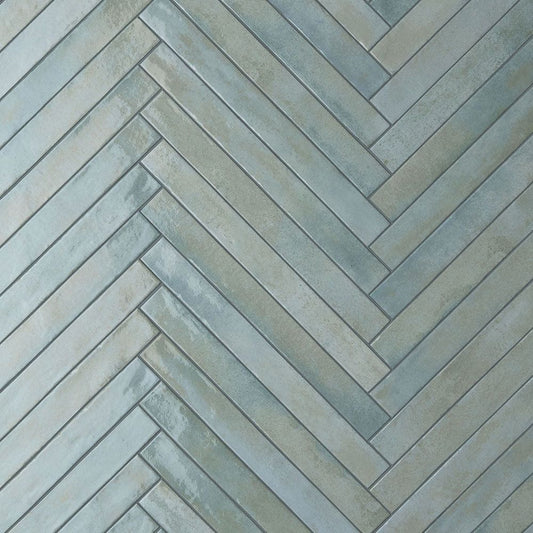 Porcelain Subway Tile Stratto Turquoise Glossy 2"x18"