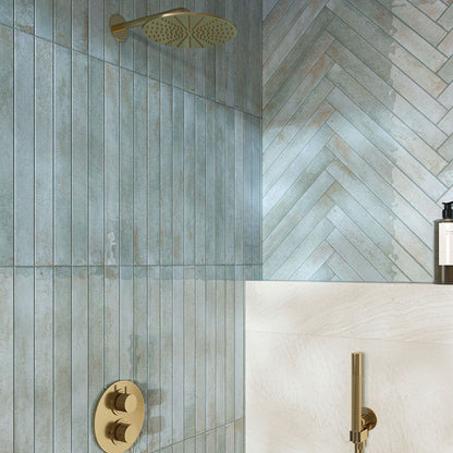 Porcelain Subway Tile Stratto Turquoise Glossy 2"x18"