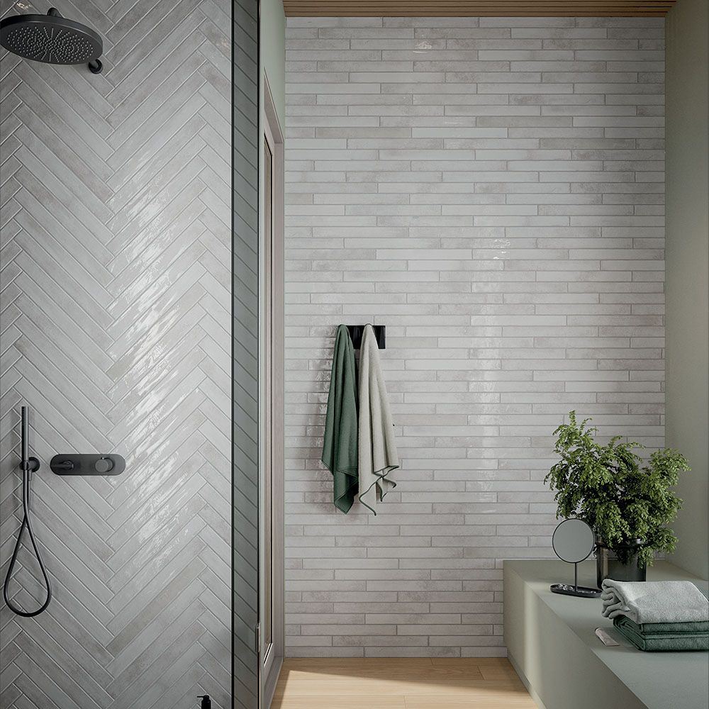 Porcelain Subway Tile Stratto White Glossy 2"x18"