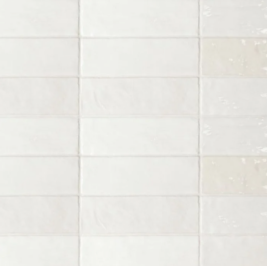 Ceramic Tile Zellige Blanco Glossy 2.5"x8"
